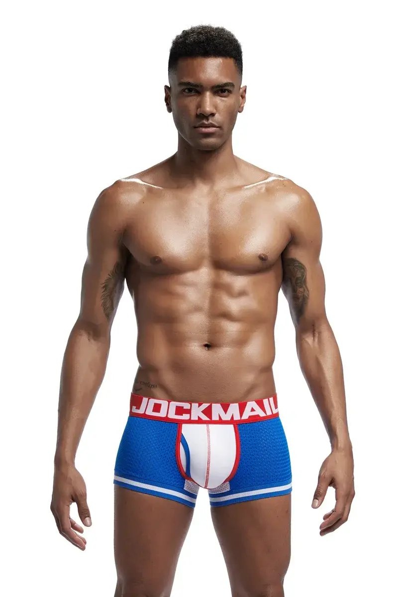 Jockmail Men Boxer Mesh Underwear Breathable Comfortable Soft Comfortable Sports Shorts Adult Man Panties Clothing Lingerie