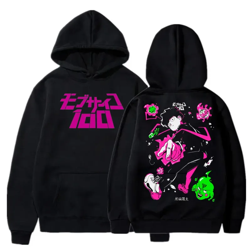 Anime Mob Psycho 100 Hoodies Harajuku Shigeo Kageyama Punk Cartoon Sweatshirts Men Women Autumn Winter Warm Patchwork Sweatshirt — image 1