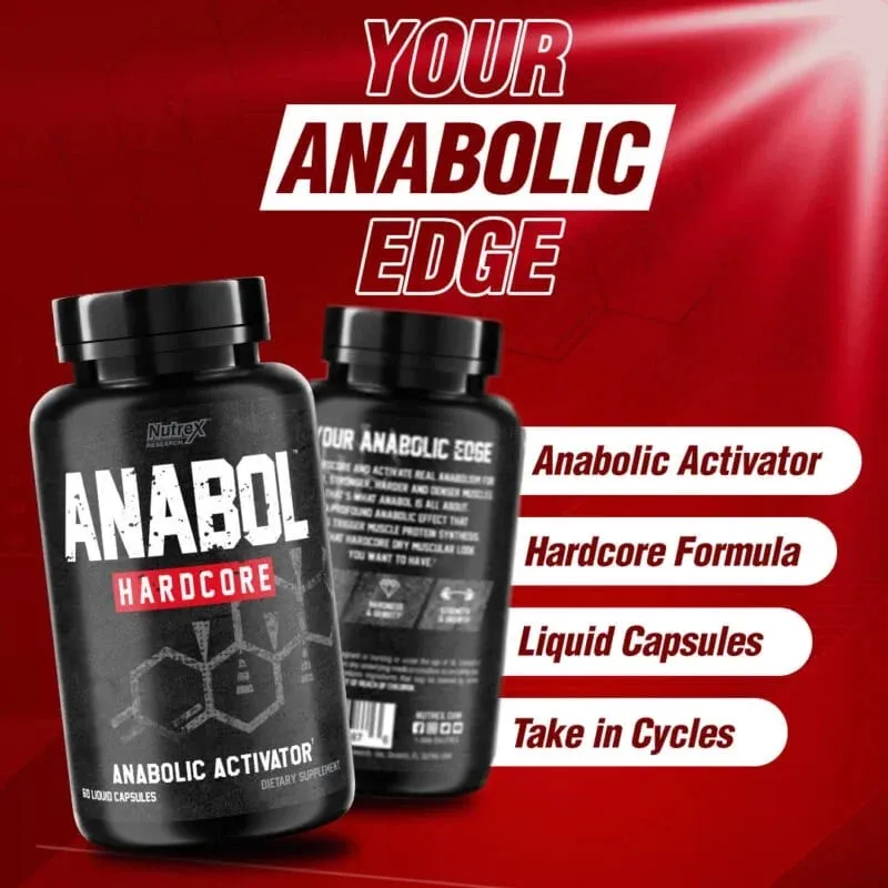 Anabol Hardcore - Muscle Supplement Dietary Capsules Lean Muscles Strength Growth Repair Recovery 6-Keto-Diosgenin Acetate