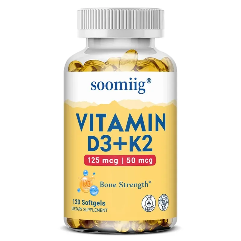 Vitamine D3 K2 - Supplement voor botgezondheid en immuunondersteuning - met 5000 IE vitamine D en 50 mcg vitamine K2 sojavrij