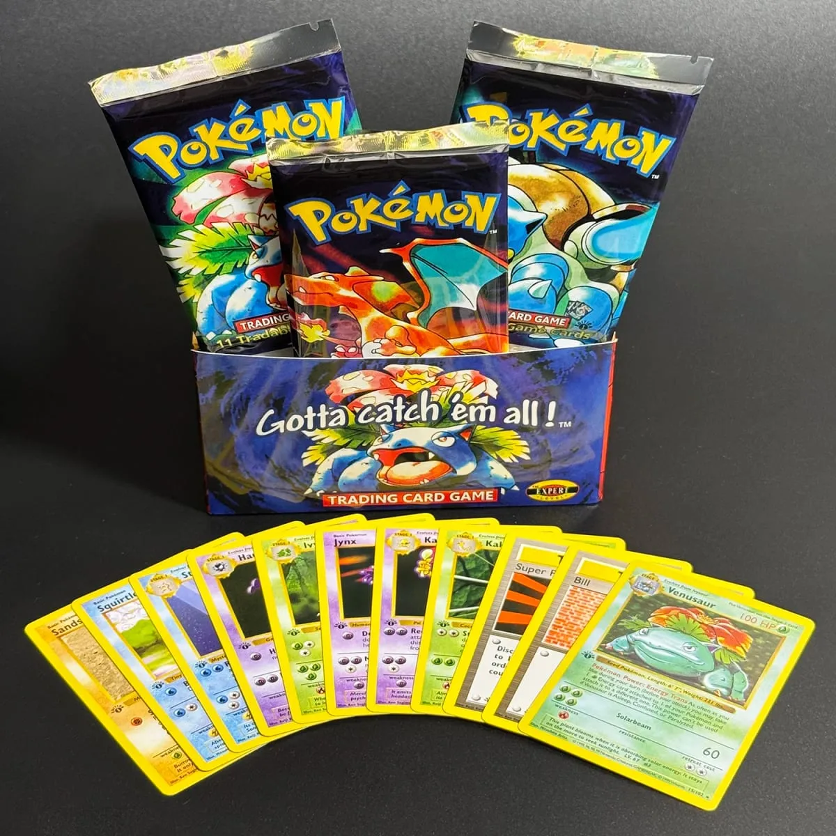 1ST Edition Base Set 1999 Booster Pack TCG Base Set Απεριόριστες κάρτες παιχνιδιών Pokemon Charizard Blastoise Venusaur PTCG Collectible