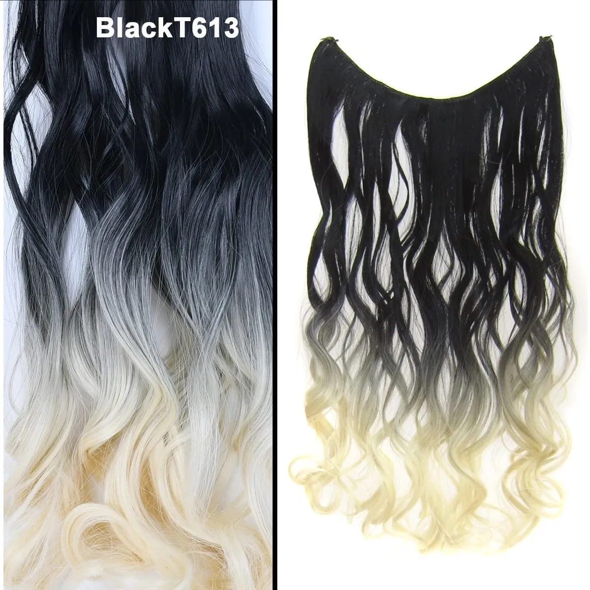 Jeedou Wavy Hair Extension Elasticity Invisible Wire Fish Line One Piece No Clips Synthetic Hairpieces Ombre Color For Ladies