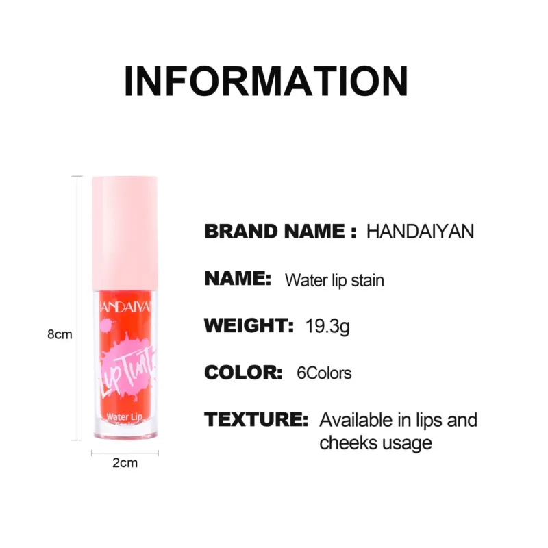 Πολλαπλές χρήσεις 6 χρωμάτων Lip Gloss Cheek Tint Μεγάλης διάρκειας Ενυδατική Βαφή χειλιών Blush Μακιγιάζ Lip Stain Glossy Lipgloss Cosmetics