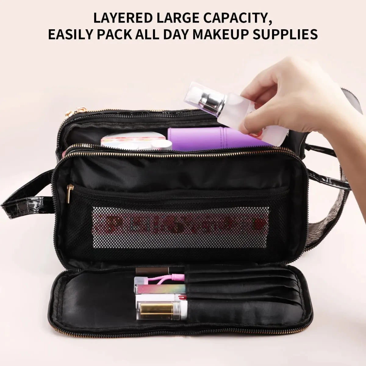 40/30/25/22Pcs Professional Makeup Brush Set na may Crocodile Storage Bag Blush Highlight Eyeshadow Brushes para sa Pang-araw-araw na Stage Makeup
