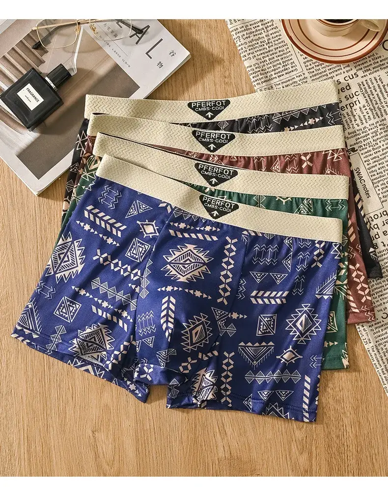 4pcs Sports Shorts Men Graffiti Boxers and Underpants Fashion Men's Boxer Briefs Cotton Man Boxer Men Panties Set Man Underwear