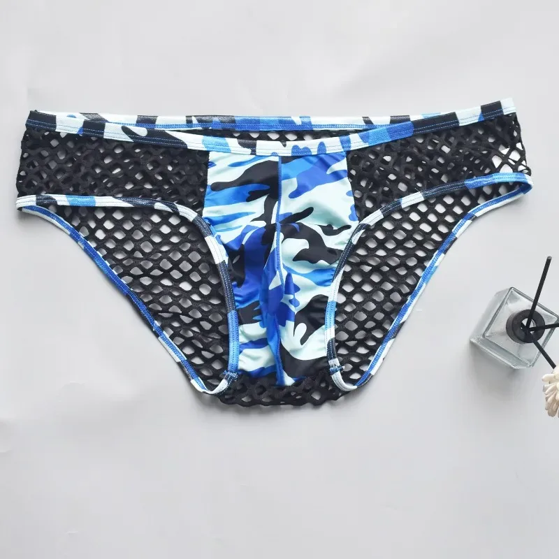 Man Underwear Mens Sexy Briefs Underpants Sissy Panties Camouflage U Pouch Hombre Slips Mesh Breathable Men's Lingerie Cuecas