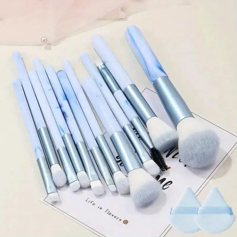 Σετ πινέλων μακιγιάζ 12 τμχ Blue Foundation Concealer Blush Powder Eye Shadow Kabuki Blending Cosmetic Soft Fluffy Female Makeup Tool