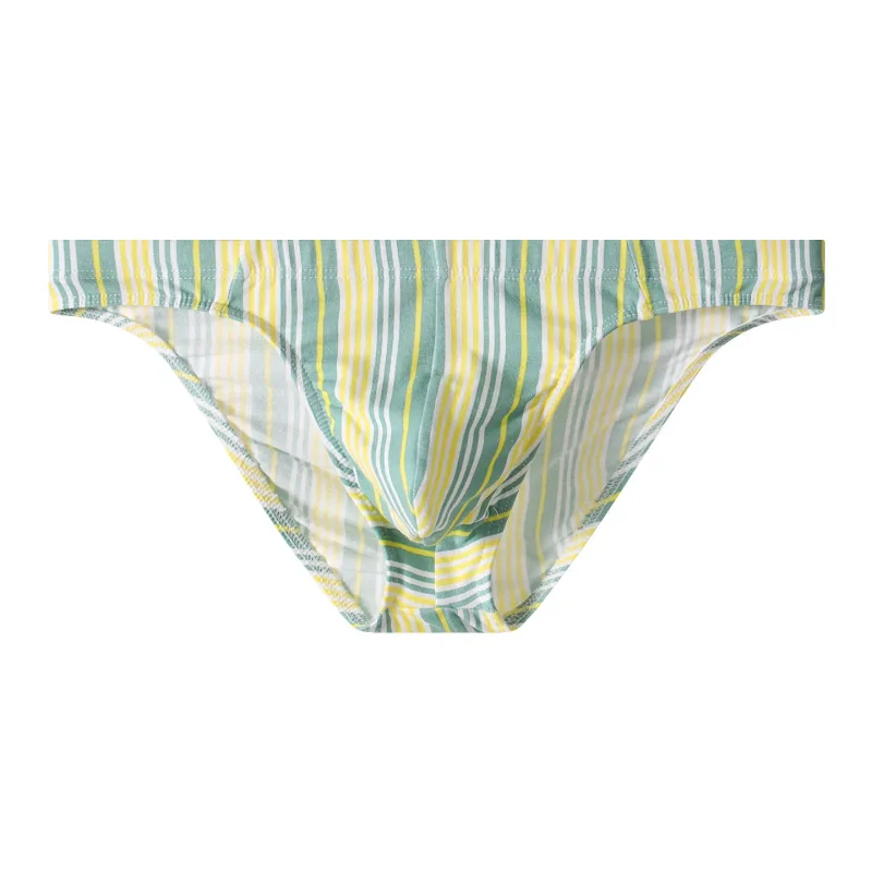 Sexy Men Briefs Cotton Male Breathable Comfortable U Bulge Pouch Underwear Mid Waist Striped Panties Hombre Soft Youth Undies