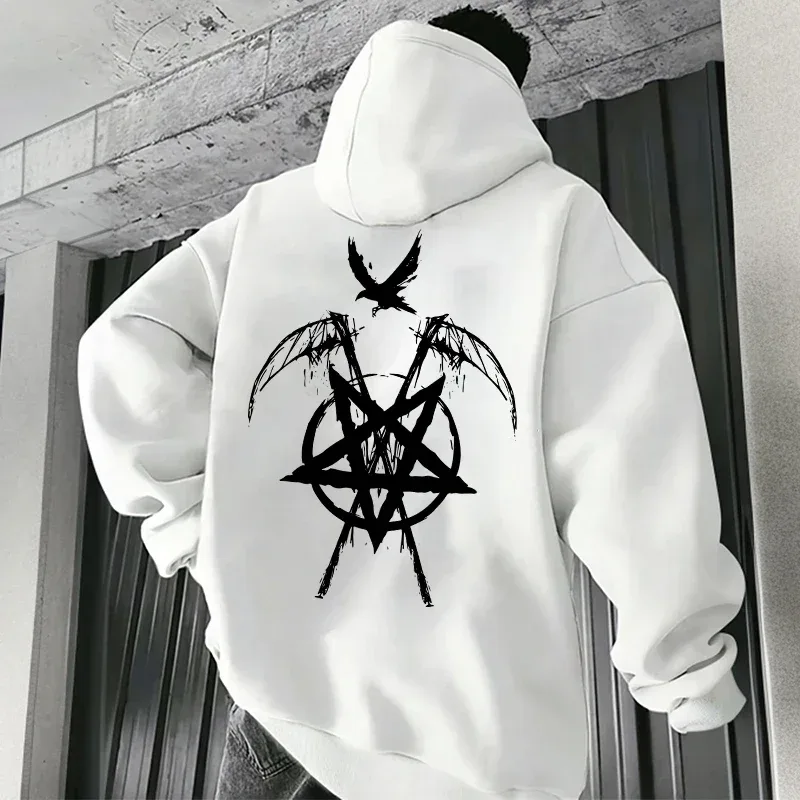 2025 Trendy Mens Hooded Sweatshirts Satan Pentagram Print Autumn Winter Casual Sportswear Urban Fashion Hoodies Male Top Outwear — image 12