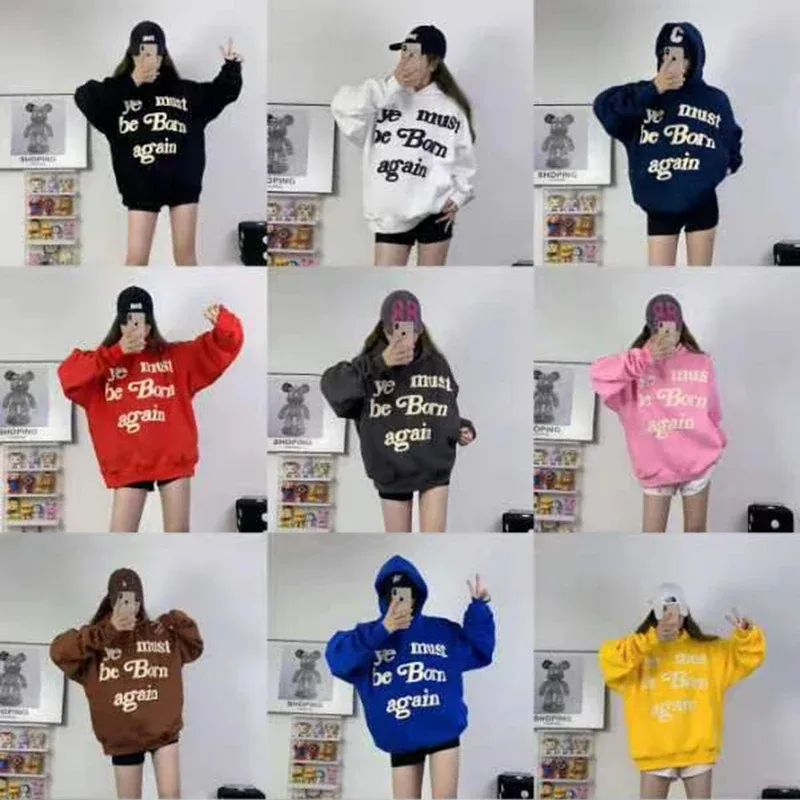 23FW Classic Foam Logo Ye Must Be Born Again Hoodie Heren Dames Beste kwaliteit Oversize Kanye West CPFM.XYZ Sweatshirts Veelkleurig