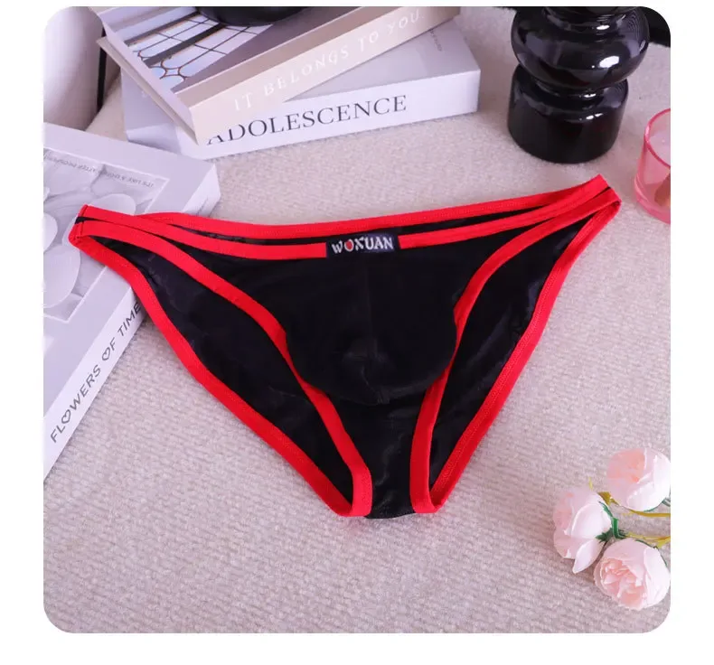 3PCS Lace Convex Briefs Men's Briefs Transparent Sexy Low Waist Mesh Quick-drying Solid Color Breathable Men Underwear