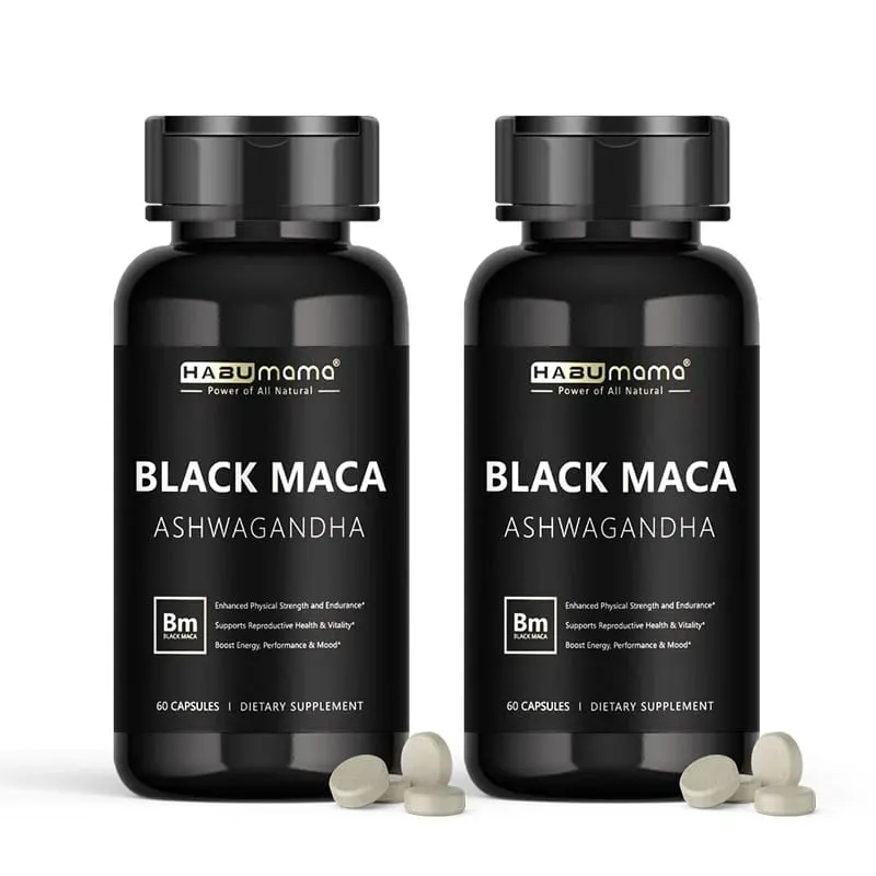 Organic Black Maca -60 Tablets 100% Pure Non-GMo Supports Reproductive Health Natural Energizer Stamina Performance Enhancer