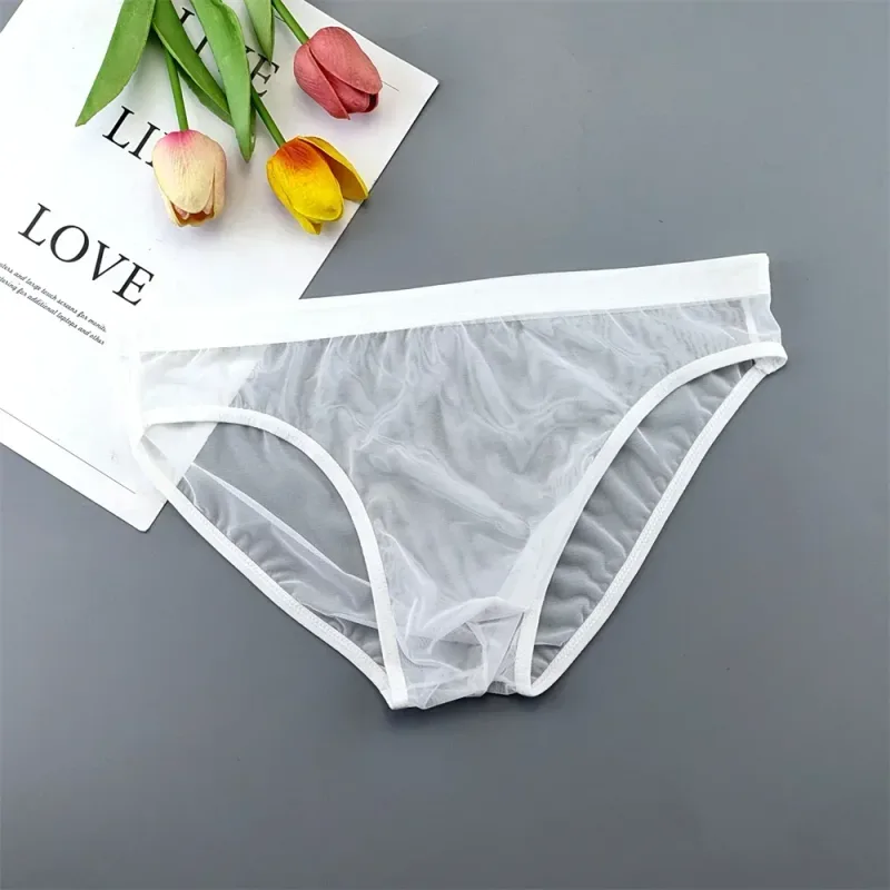 Plus Size Transparant Ondergoed Zien Door Sexy Slips voor Mannen met Zakje Nylon Hombre Slips Ademend Heren Slipje XL-4XL