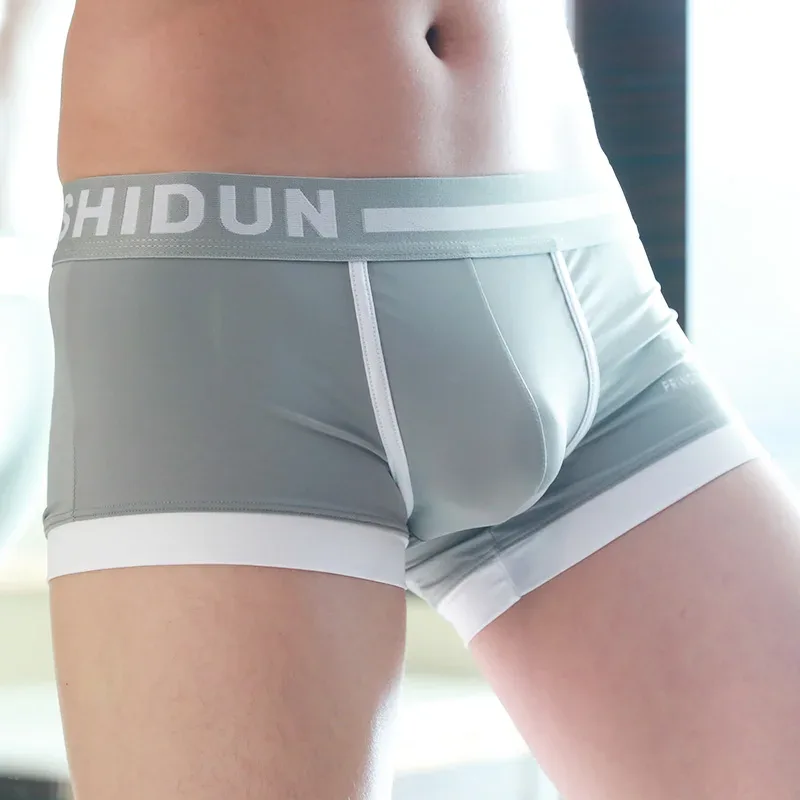 Men's Boxer Shorts Comfortable Cuecas Ice Silk Underwear Low Waist Panties M-3XL