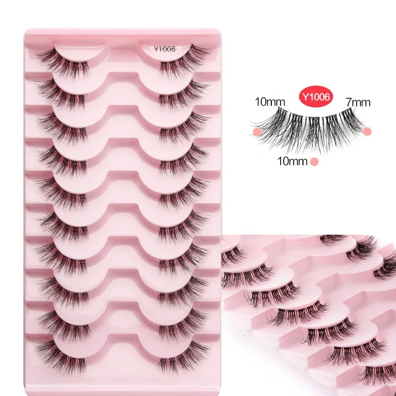 Half Eye Lashes Cat Eye Lashes 3/5/10 Ζεύγη ψεύτικες βλεφαρίδες Αφράτη απαλή φυσική εμφάνιση Clear Band 3D Mink Lashes Extension Μακιγιάζ