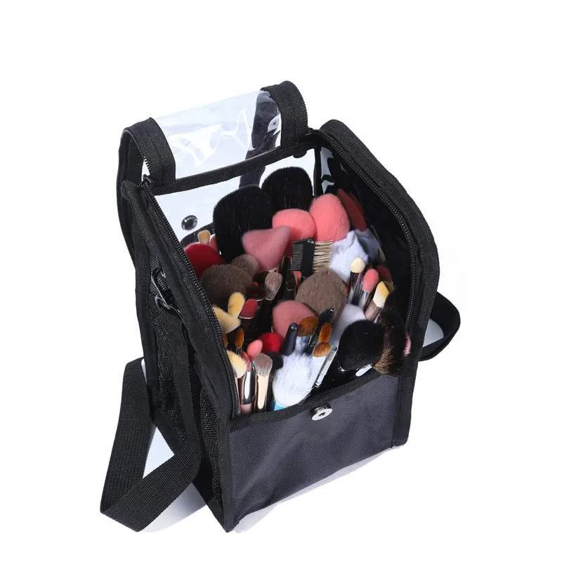 Makeup Brush Case Organizer Makeup Brushes Holder Stand-up Artist Cosmetic Storage Bag na may Strap Dust-proof na Makeup Tools Case