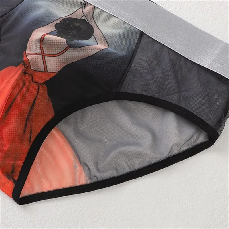 Novelty Cartoon Mesh Briefs Men Underwear NEW 2026 Male U Convex Pouch Underpants Plus Size XL-4XL