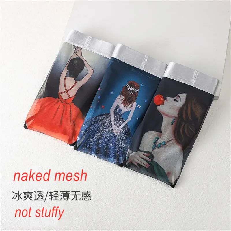 Novelty Cartoon Mesh Briefs Men Underwear NEW 2026 Male U Convex Pouch Underpants Plus Size XL-4XL