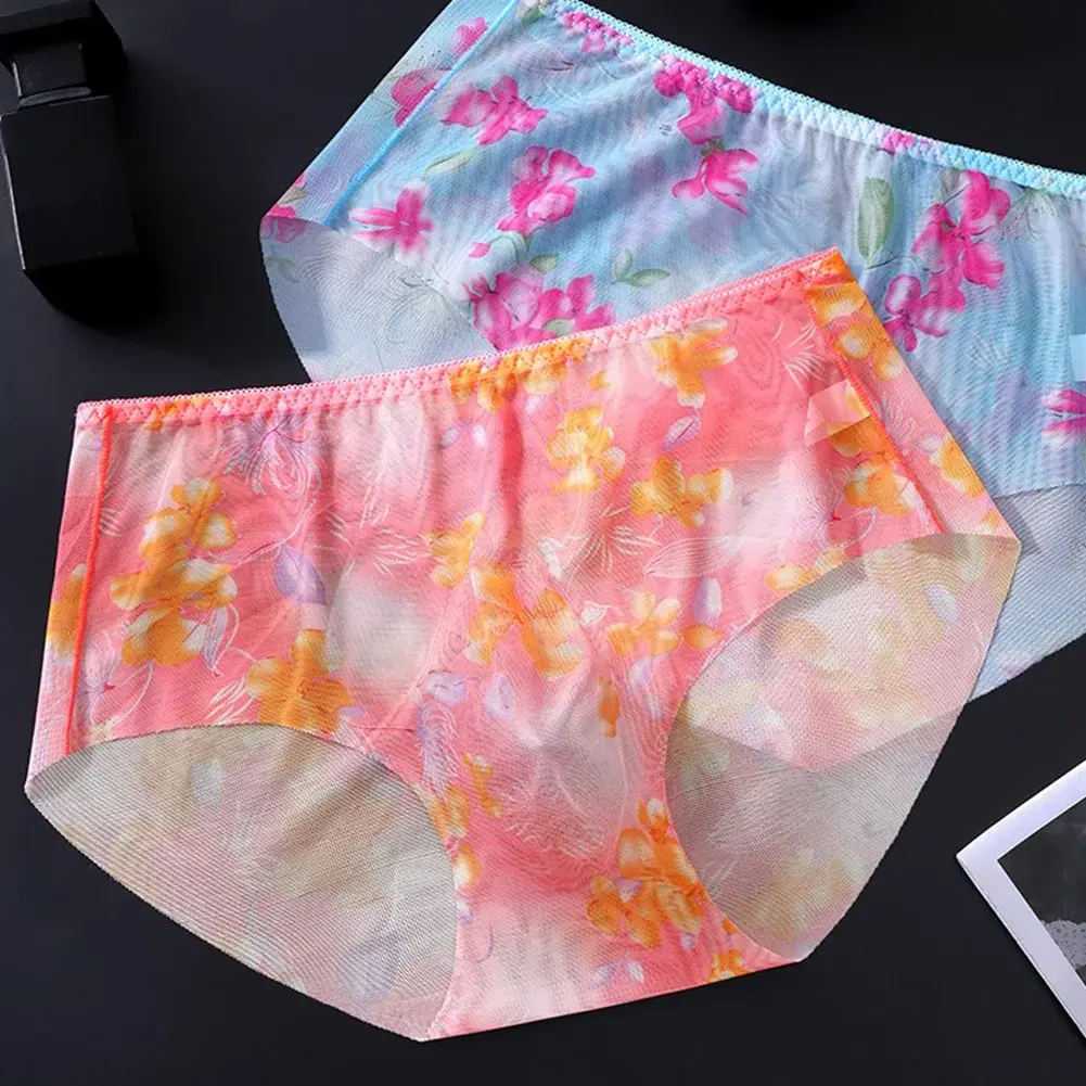 1pc Men's Thin Mesh Briefs Underwear 3D Bulge Pouch Underpants Print See Through Sissy Panties Elastic Breathable Briefs