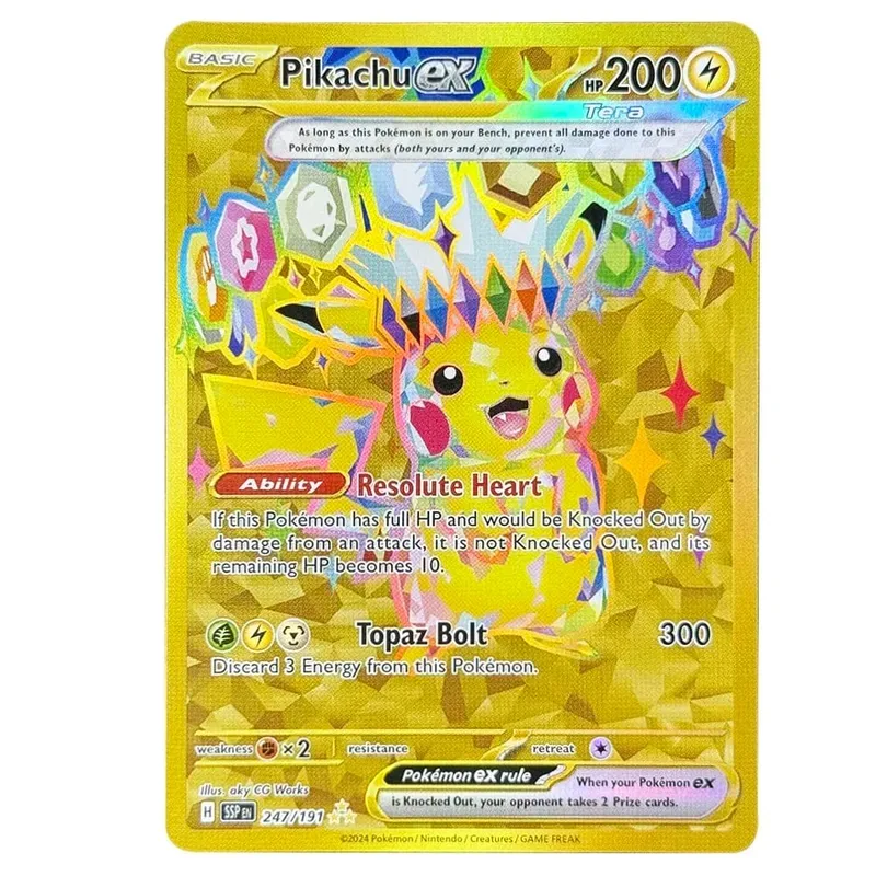 PKM אנגלית כרטיס בודד מתגבר ניצוצות Latios Hydreigon Pikachu Milotic Kingdra משחקי מסחר קולקציית PTCG Proxy Toys מתנות