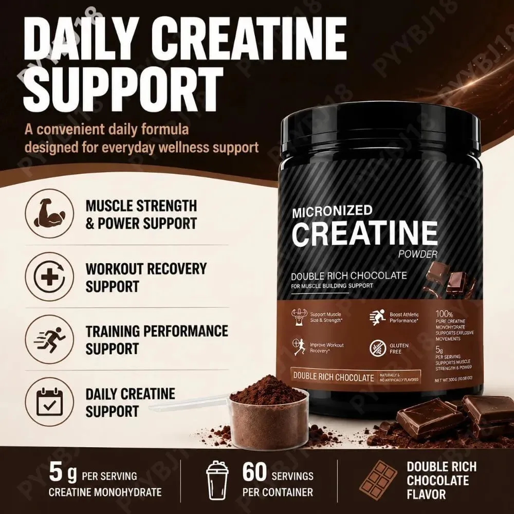 Micronized Creatine Monohydrate Powder 5g Supports Muscle Strength Workout Recovery & Training Performance Flavor Chocolate 300g