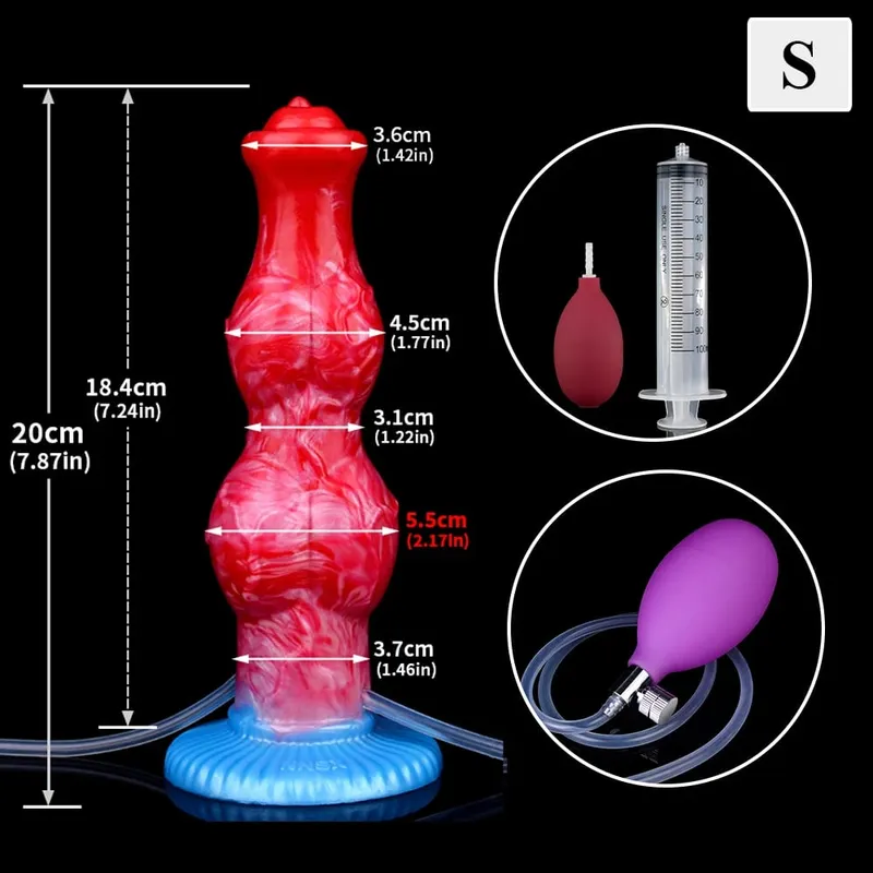 Huge Knot Squirting-Inflatable Dildo with Strong Sucker Silicone Inflat Anal Plug Trainer Beginner Sex Toys for Women Men