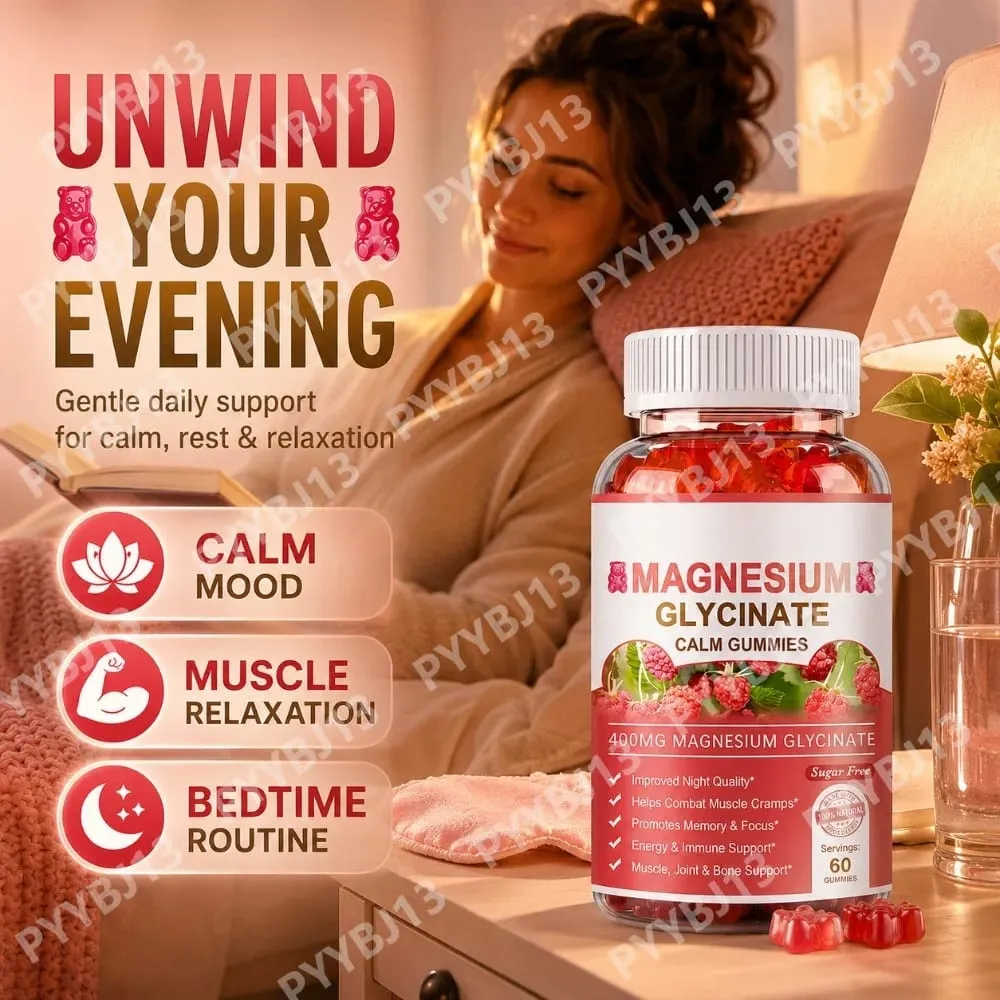 Σερβία Magnesium Gummies-Γλυκινικό μαγνήσιο και μηλικό μαγνήσιο Συμπλήρωμα καλίου μαγνησίου χωρίς ζάχαρη για υποστήριξη της υγείας