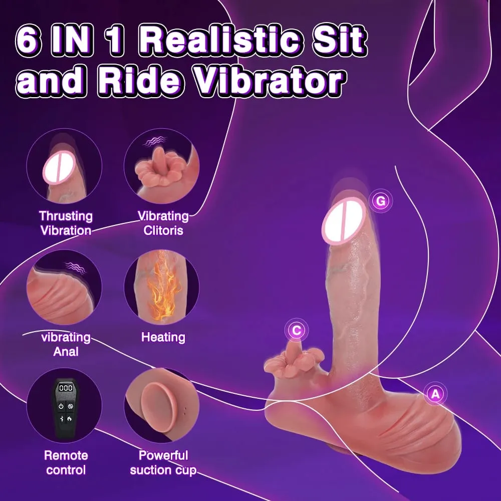 Realistic Dildo Vibrator Sit And Ride 6 IN 1 Vibrating Remote Control Vagina Anal G Spot Clitoral Stimulator Sex Toys for Women