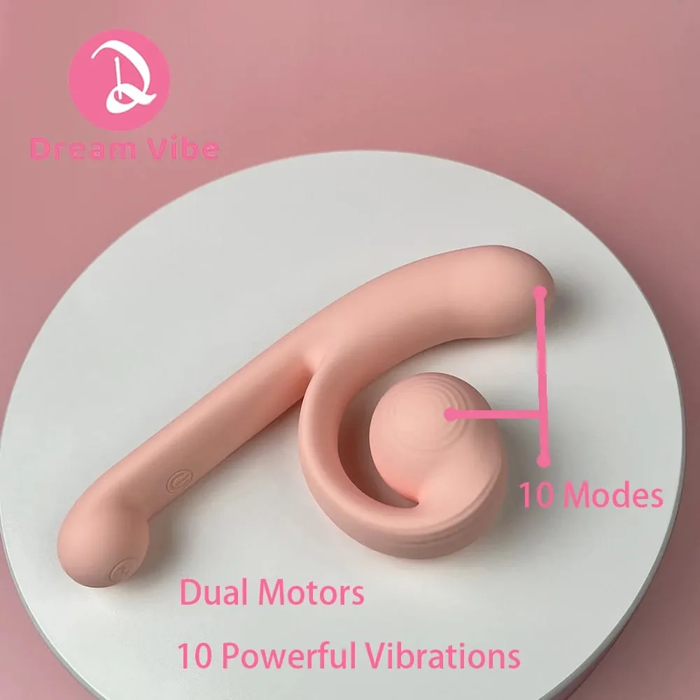 Csiga Műpénisz Vibrátor Állítható Clit Fit Behatolás G-Spot Dual Motors Pleasure Women Sex Toy Dupla stimulációs játék Szerelem 18+