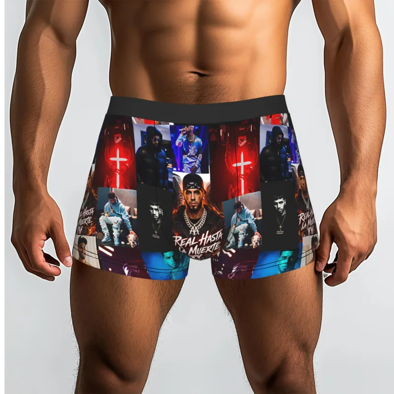 Male Funny A-Anuel AA Underwear Boxer Briefs Stretch Shorts Panties Underpants