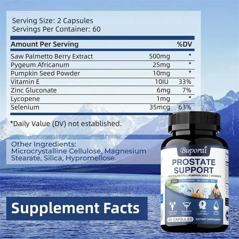 Prostate Support - Promotes Prostate and Urinary Tract Health Reduces Urination Frequency Improves Immunity Non-GMO