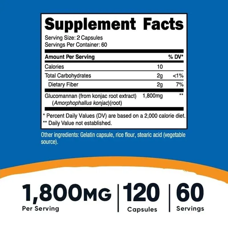 Glucomannan Konjac Root Extract - Promotes Gastrointestinal Health Supports Weight Management