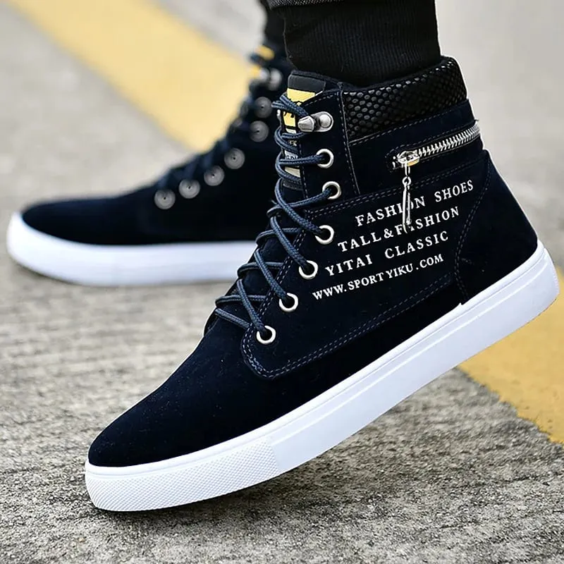 Μαύρα Vulcanized Sneakers Ανδρικά Flat άνετα παπούτσια Lace up Zapatillas Hombre Φθινοπωρινή Άνοιξη Ψηλά Αθλητικά Παπούτσια Plus Size 38-48