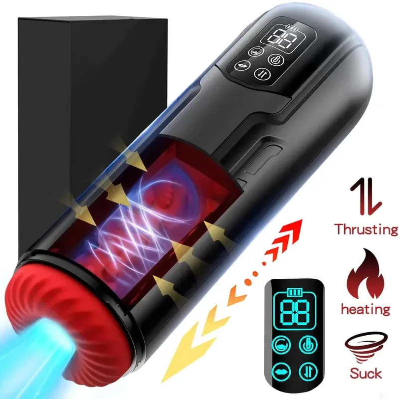 זכר אונן משאבת פין עם 9 מצבי יניקה דחף חימום Stroker Blowiob מכונת LCD תצוגת צעצוע מין למבוגרים לגברים