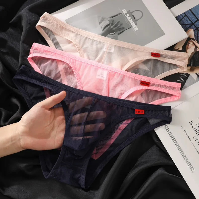 Men's Underwear Ultra-Thin Mesh Transparent Triangular Briefs Sexy Underpanties