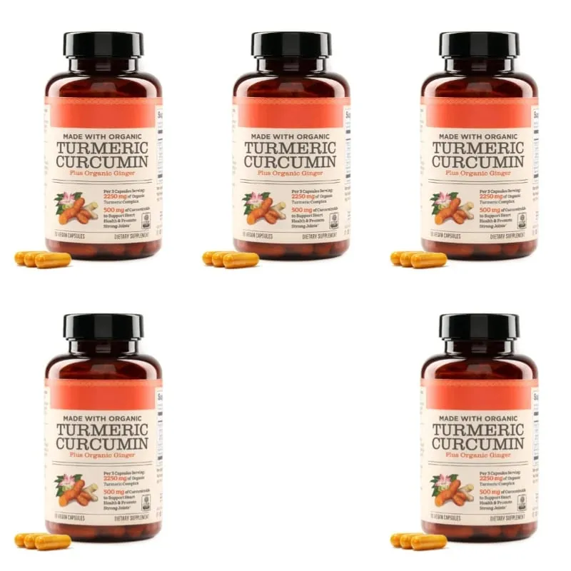Οι κάψουλες Turmeric Curcumin Plus Vegan κατασκευασμένες με βιολογικό τζίντζερ υποστηρίζουν την υγεία των αρθρώσεων και την υγεία της καρδιάς Μη ΓΤΟ 90 Κάψουλες