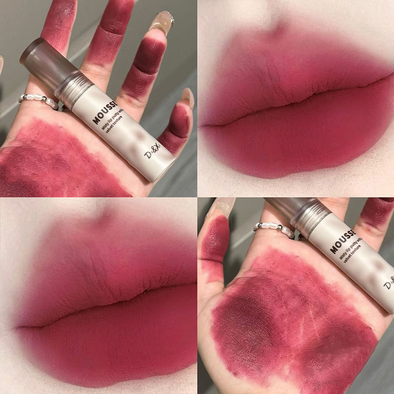 Γοτθικό ματ μαύρο κραγιόν Αδιάβροχο μους Lip Mud Nude Καφέ κραγιόν Σκούρο μωβ Punk Lip Gloss Μακιγιάζ Αντικολλητικό Lips Tint