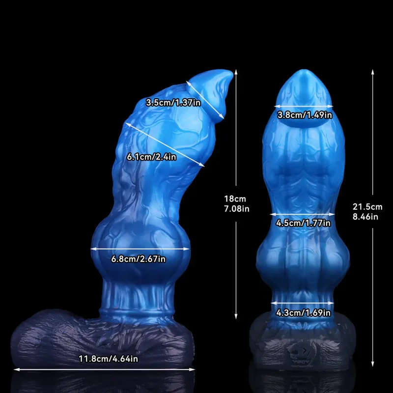 Διπλό στρώμα σιλικόνης Fantasy Dog Knot Dildo Blue Butt βύσμα με κορόιδο πρωκτικό διαστολέα Αυνανικό παιχνίδι σεξ για ενήλικες 18+