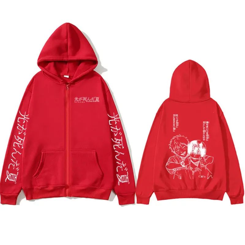 Anime The Summer Hikaru Died Zipper Hoodies Hikaru Yoshiki Manga Zip Up Hooded Sweatshirts Men Long Sleeves Hoodie Jackets Coats