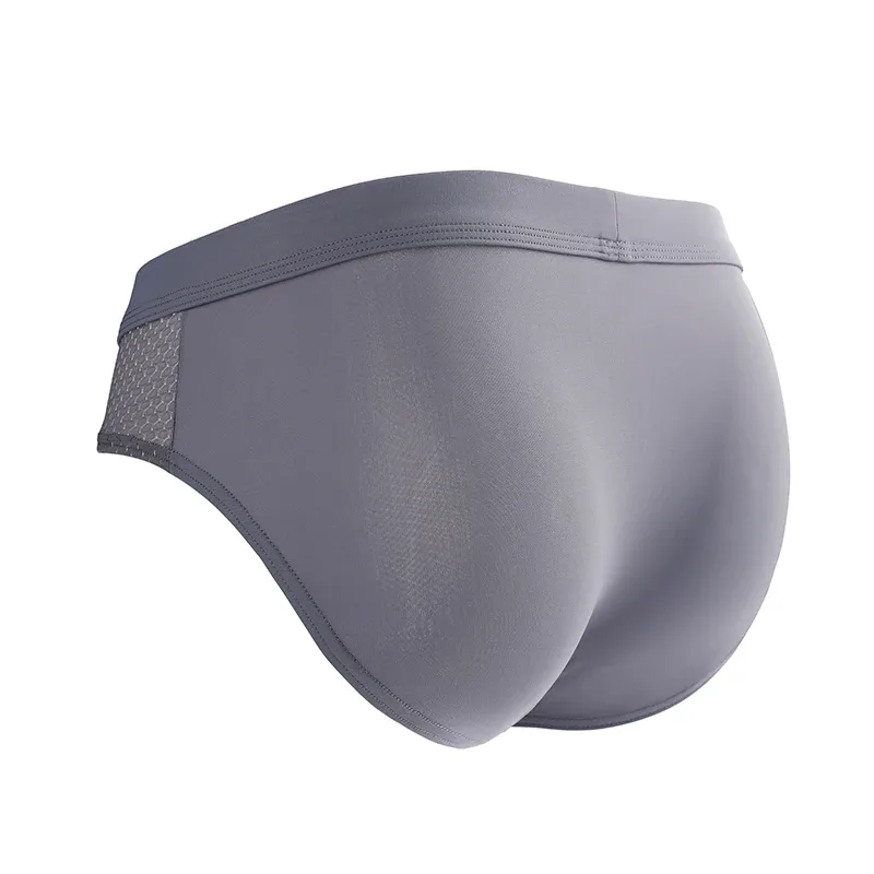 Men's Summer Ice Silk Mesh Briefs Quick Dry U-Pouch Separated Crotch Breathable Underwear Triangle Design for Comfort