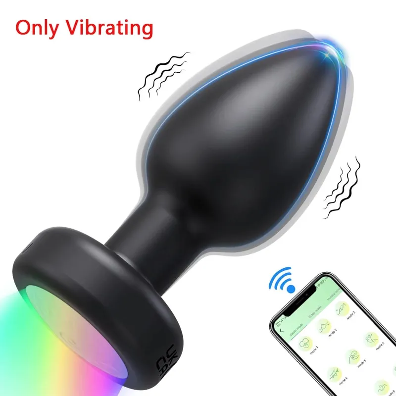בקרת אפליקציות LED סיבוב תקע תחת רוטט לנשים לנענע ויברטור אנאלי גברים הומוסקסואלים תקע אנאלי אינטראקציה צעצוע מין לזוגות