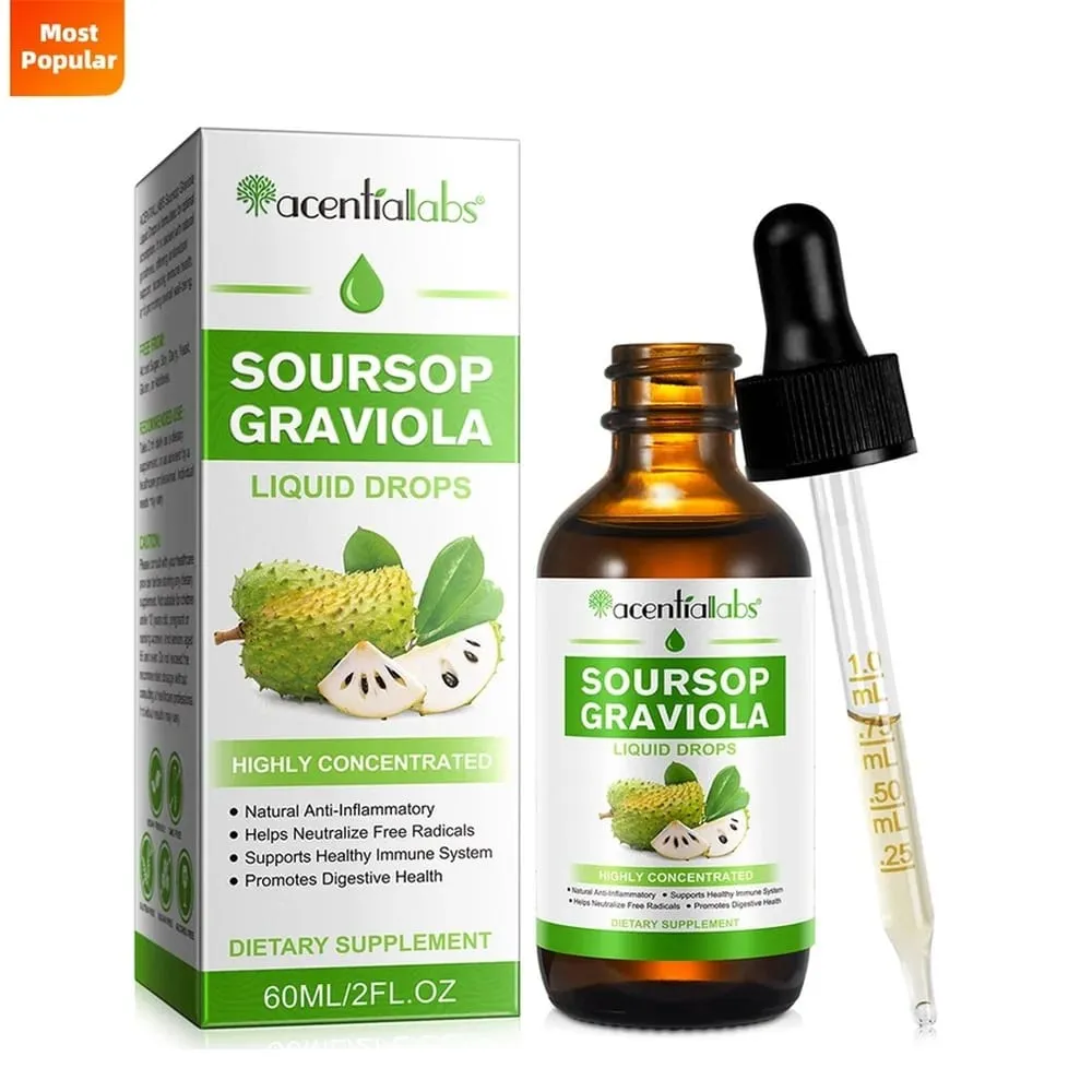 AcentiLabs Sirsak Graviola Tetes Cair Vitamin C Mendukung Kesehatan Pencernaan Sistem Kekebalan Tubuh Pertahanan Radikal Bebas 60ml untuk Dewasa