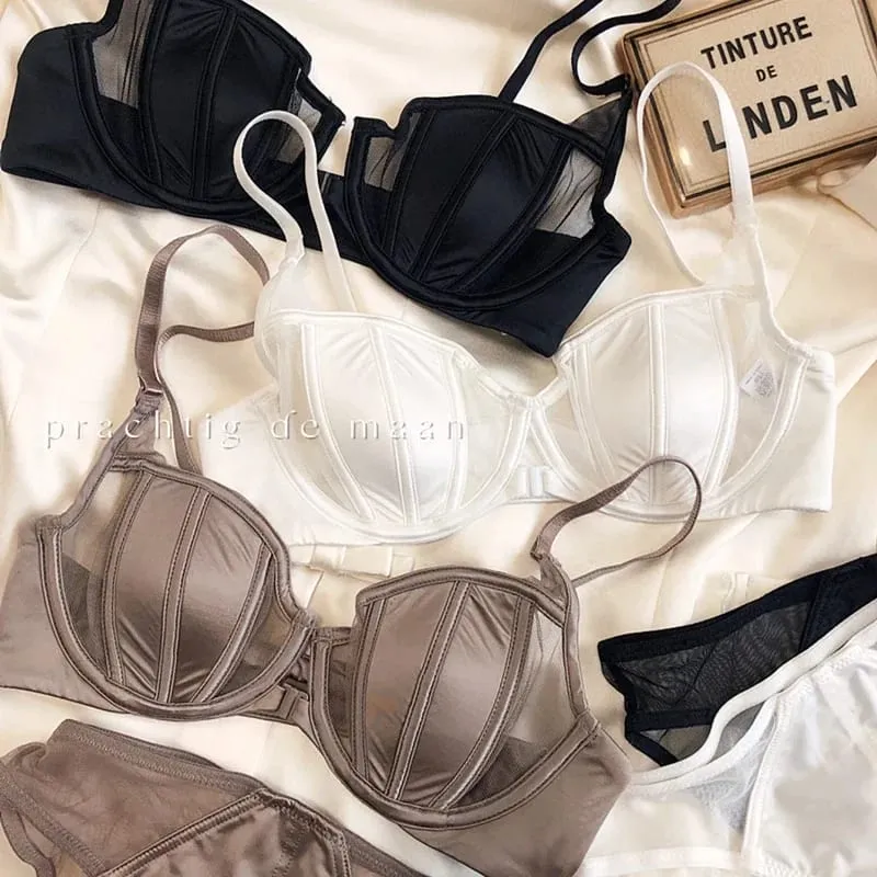 2 τεμάχια Summer Thin Cup Γυναικεία εσώρουχα Σέξι μπροστινή πόρπη Push Up Σετ σουτιέν Ρυθμιζόμενο λουράκι Brassiere Όμορφα εσώρουχα στην πλάτη — image 5
