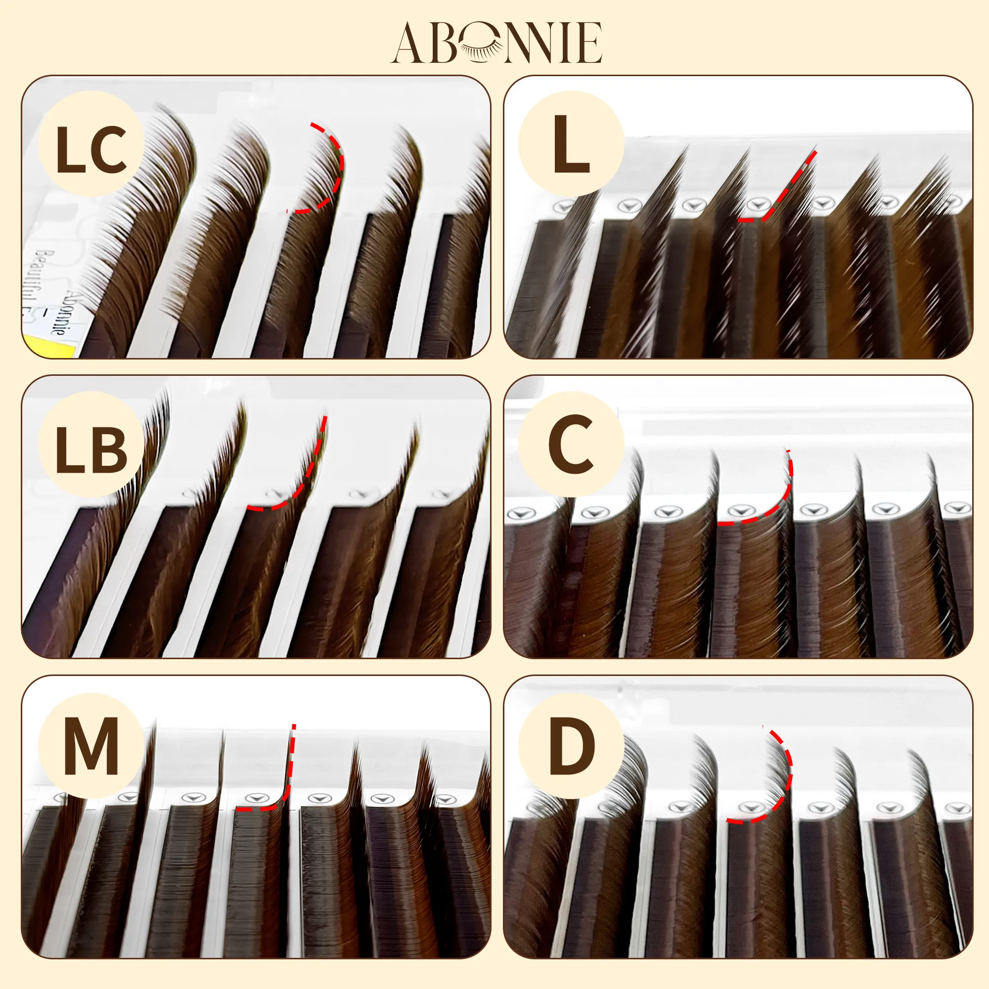 Abonnie LB Brown Lashes M Curl Classic Extension βλεφαρίδων Foxy Eye Lash Βλεφαρίδες κακάο Χρωματιστές βλεφαρίδες Χνουδωτές βλεφαρίδες