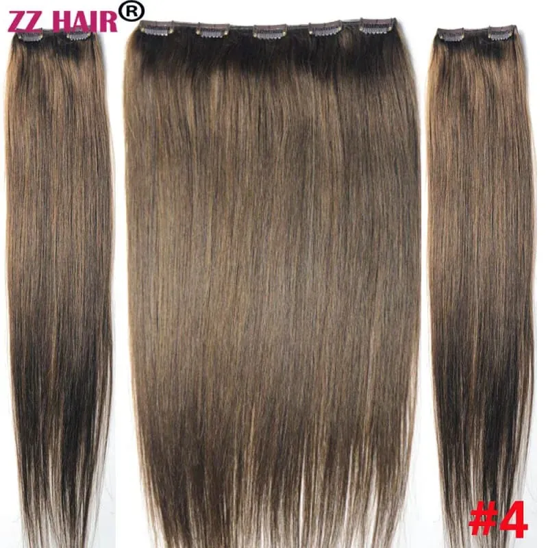 קליפס-אין 100% ברזילאי אנושי תוספות שיער 16"-28" שלוש חתיכות 3 יחידות סט 100 גרם-200 גרם 1x25 2x10 טבעי ישר