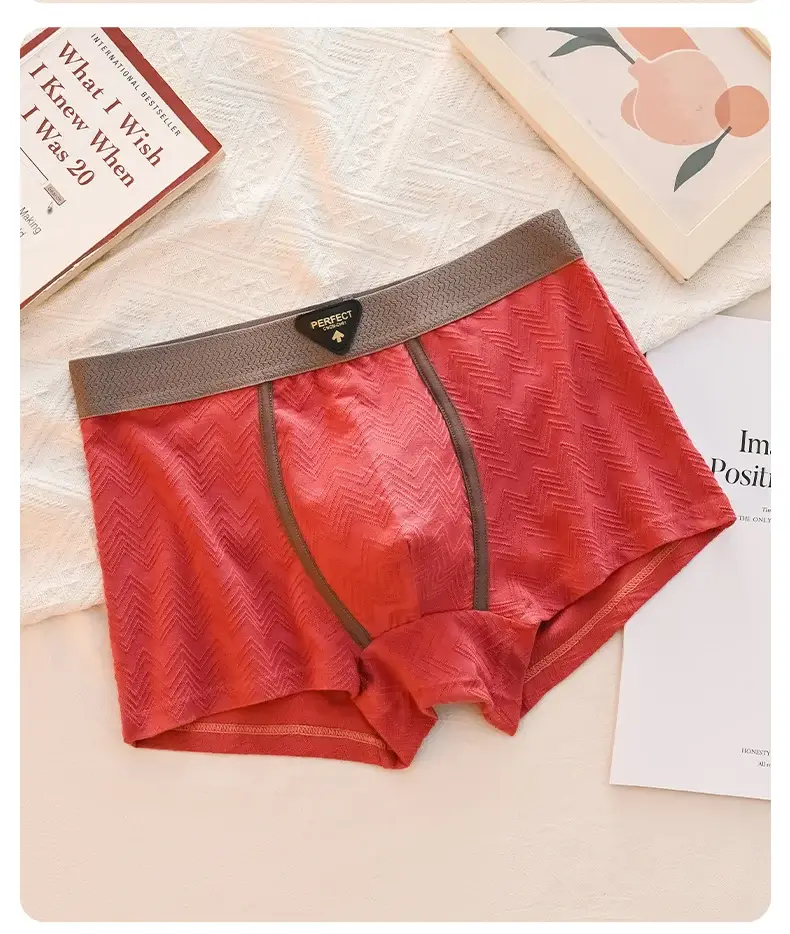 1 Pack Men's Mid-Waist Underwear - Breathable Moisture-Wicking & Antibacterial Cotton Jacquard Boxer Shorts