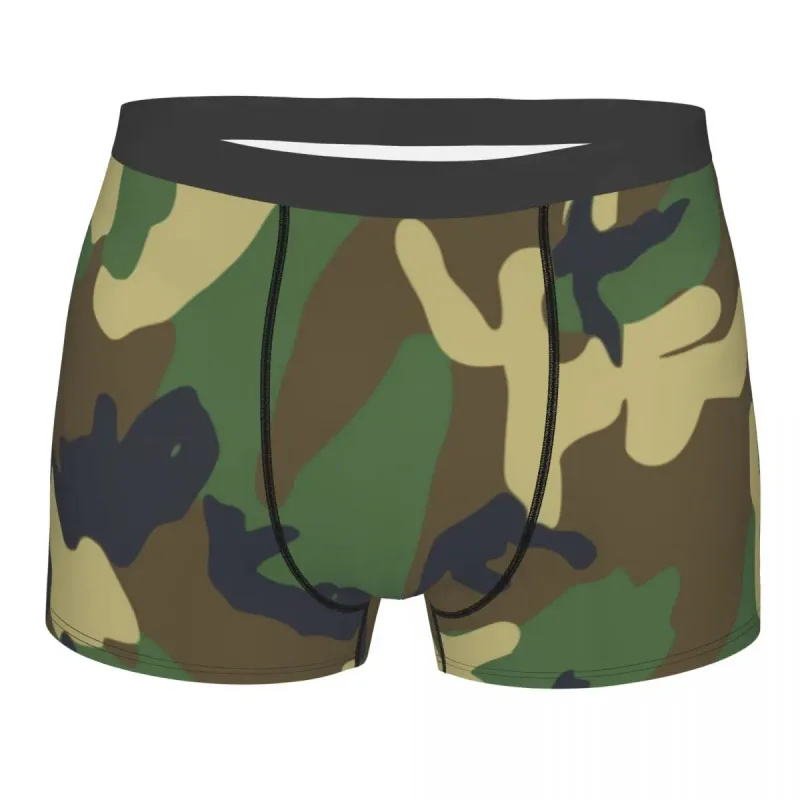 Muž Cool WW2 Camo Spodní prádlo Německo Arm Vojenské Maskovací Boxer Kalhotky Strečové šortky Kalhotky Kalhotky