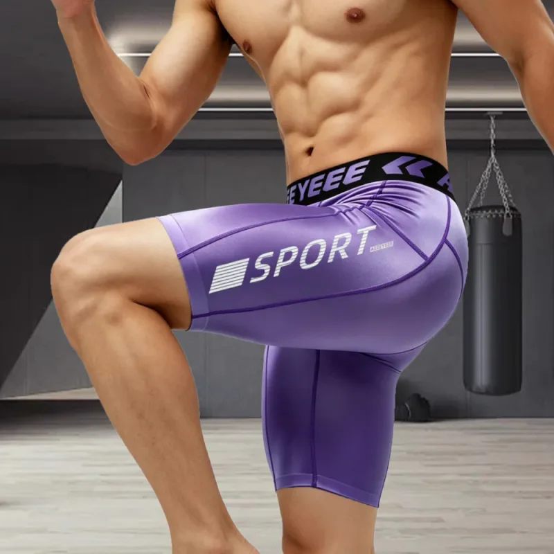 Men's Shorts Compression Running Shorts Quick Dry High Elastic Muscle Fitness Basketball Bottoms Five-Quarter Length Inner Pants