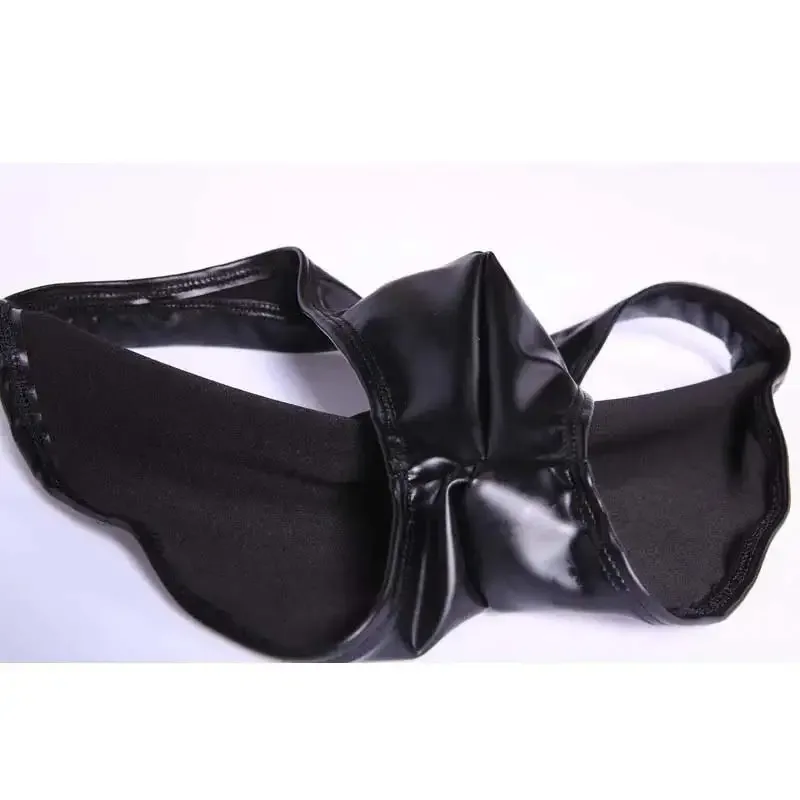 Oil Glossy Swimming Briefs PU Lather Elastic Low-rise Buttocks-Lifting Slip Bikini Shirring Crotch Seam Underwear Bathing Shorts