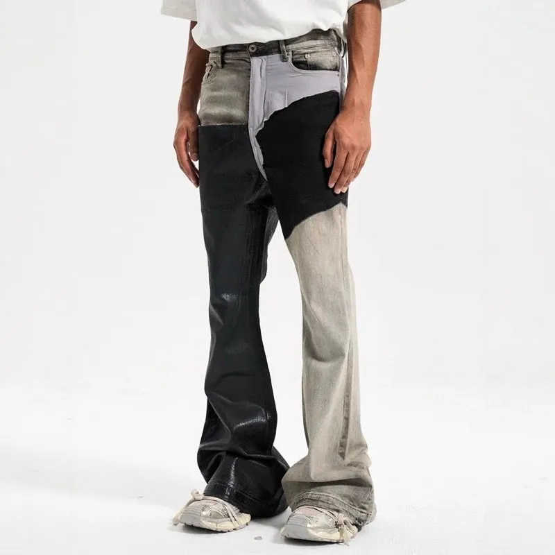 Ανδρικό χρώμα Contrast Casual Trendy Απλό Basic Slim Flare τζιν παντελόνι Four Seasons New Fashion Ανδρικό τζιν παντελόνι Streetwear